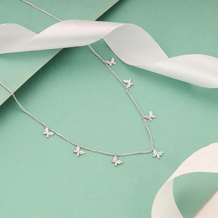 Silver Whimsical Charms Butterfly Necklace – Made with Pure 925 Silver