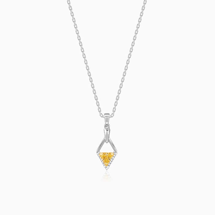 Silver Yellow Prism Pendant – Radiance Woven in Silver