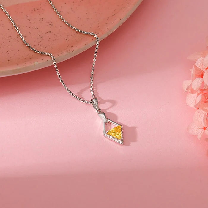 Silver Yellow Prism Pendant – Radiance Woven in Silver