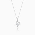 Silver Zircon Curl Heart Necklace with Link Chain – Made with Pure 925 Silver
