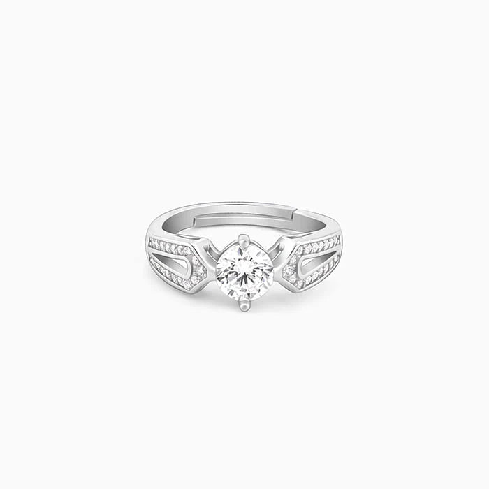 Silver Zircon Elegant Loop Ring – Grace in Every Curve