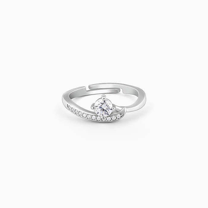 Silver Zircon Embrace Ring – Wrapped in Sparkle, Held by Love
