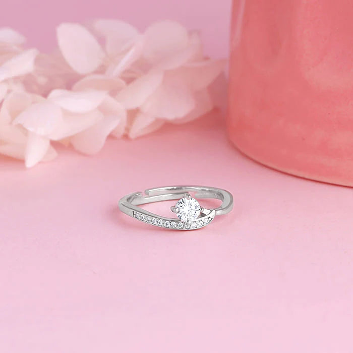Silver Zircon Embrace Ring – Wrapped in Sparkle, Held by Love