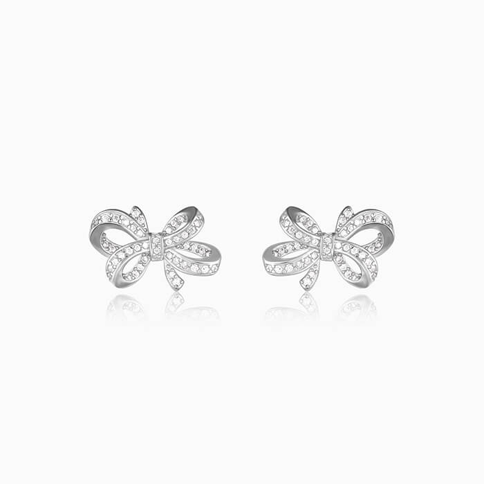 Silver Zircon Floral Knot Earrings – Eternal Grace in Pure 925 Silver
