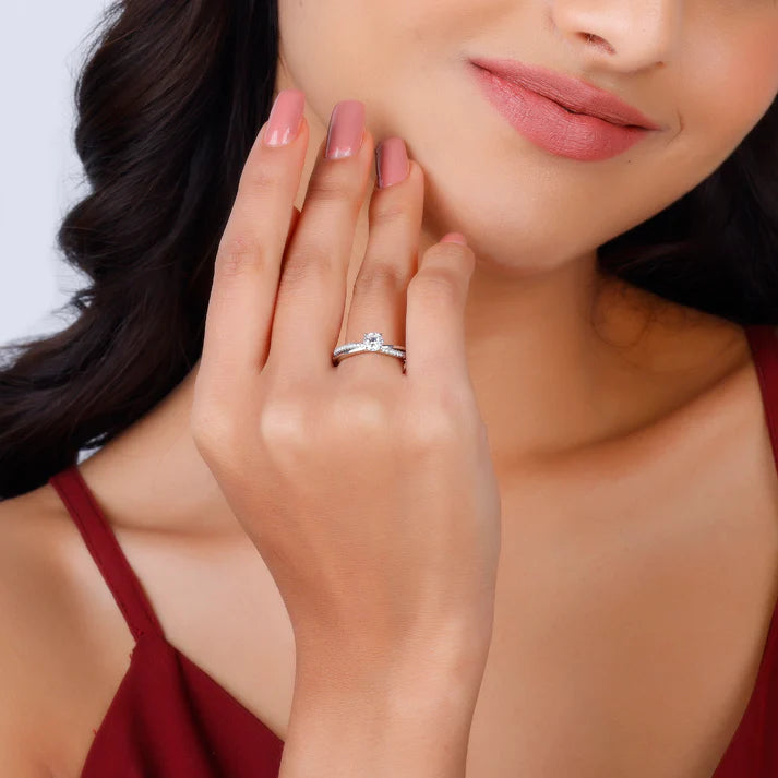 Silver Zircon Layered Ring – Layers of Sparkle, Crafted in Silver