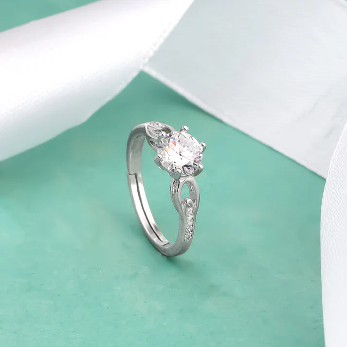 Silver Zircon Sparkling Loop Ring – Where Elegance Comes Full Circle