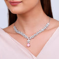 Silver Zircon Studded Magical Drop Necklace – Grace That Glows
