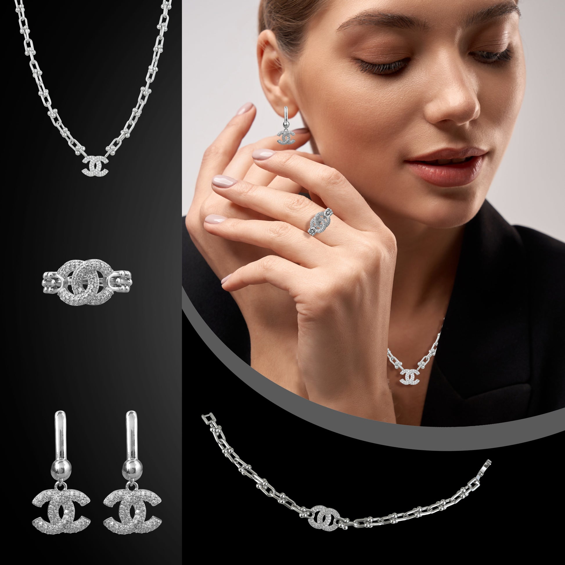 Silverpolished Diamond Full Set Combo Jewelry – Luxury Redefined with Timeless Sparkle