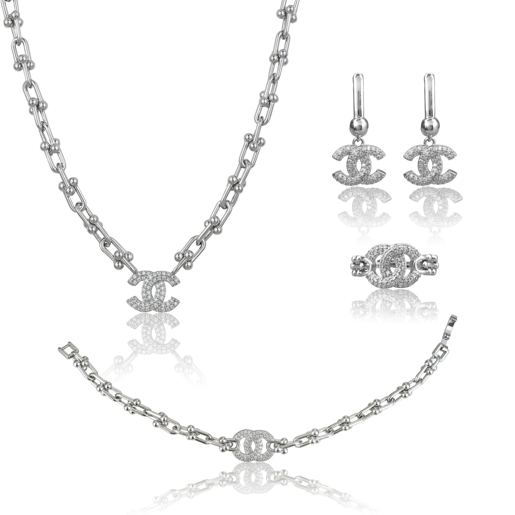 Silverpolished Diamond Full Set Combo Jewelry – Luxury Redefined with Timeless Sparkle