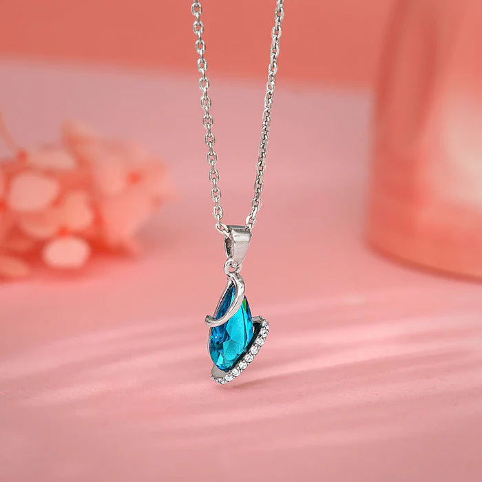 Silver Blue Night Pendant with Link Chain – Made with Pure 925 Silver