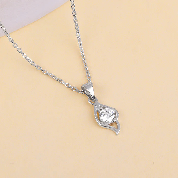 Silver Falling Dew Pendant with Link Chain – Pure 925 Silver
