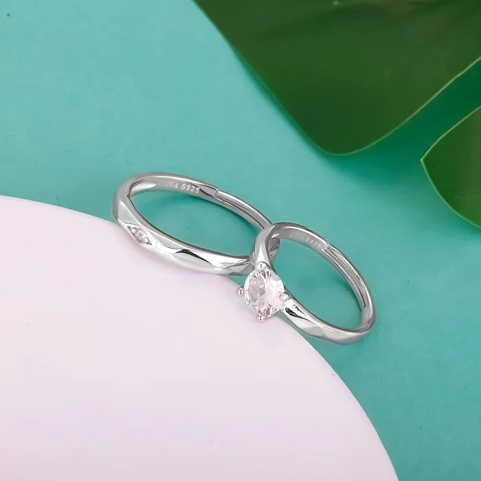 Silver Rhomb Couple Band – Two Souls, One Perfect Geometry