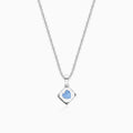 Sky Blue Heart Cube Pendant with Link Chain – Made With Pure 925 Silver