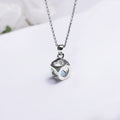 Sky Blue Heart Cube Pendant with Link Chain – Made With Pure 925 Silver