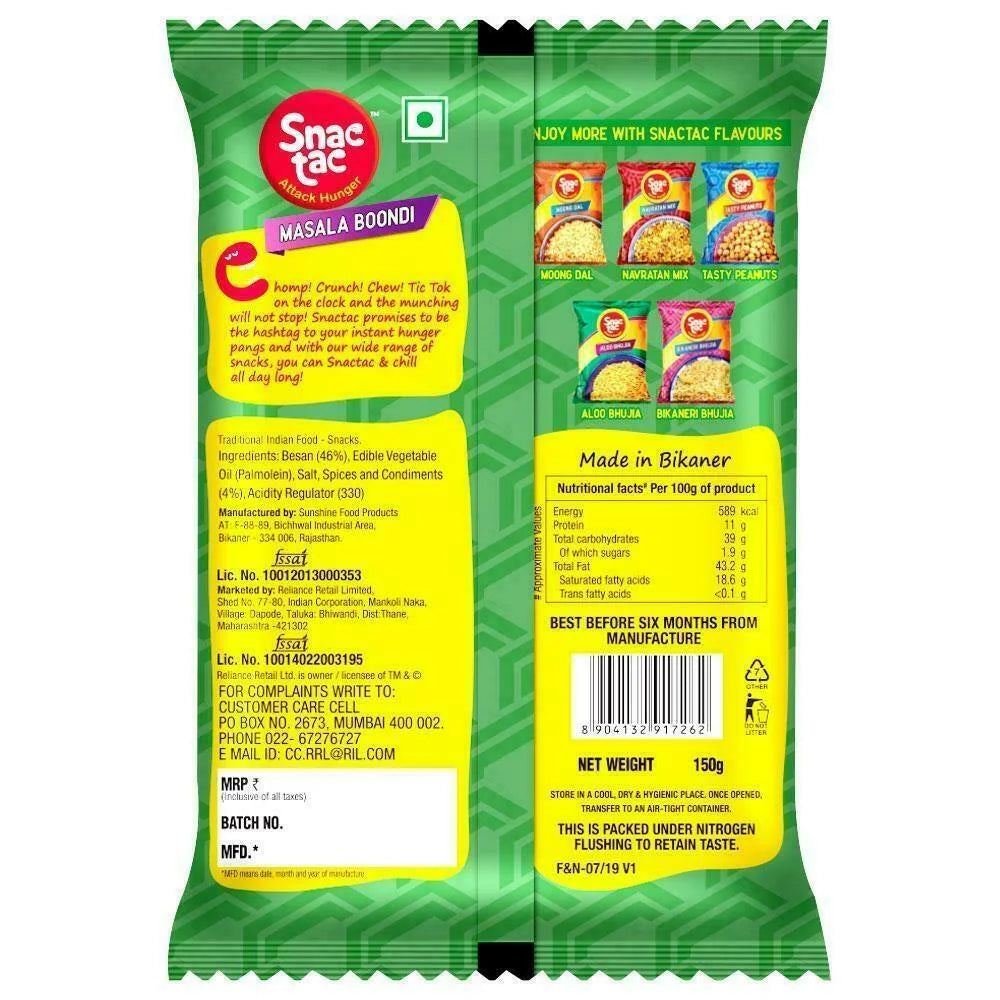 Snactac Masala Boondi, back