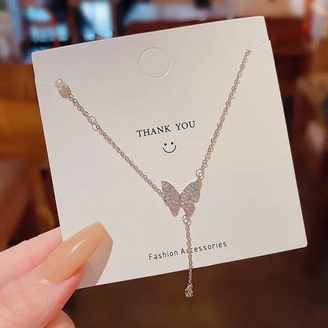 Sparkling Butterfly Charm Necklace – Grace in Motion, Elegance in Every Detail 