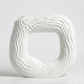 Square Ceramic Flower Vase – Elegant White Decor for Home & Office