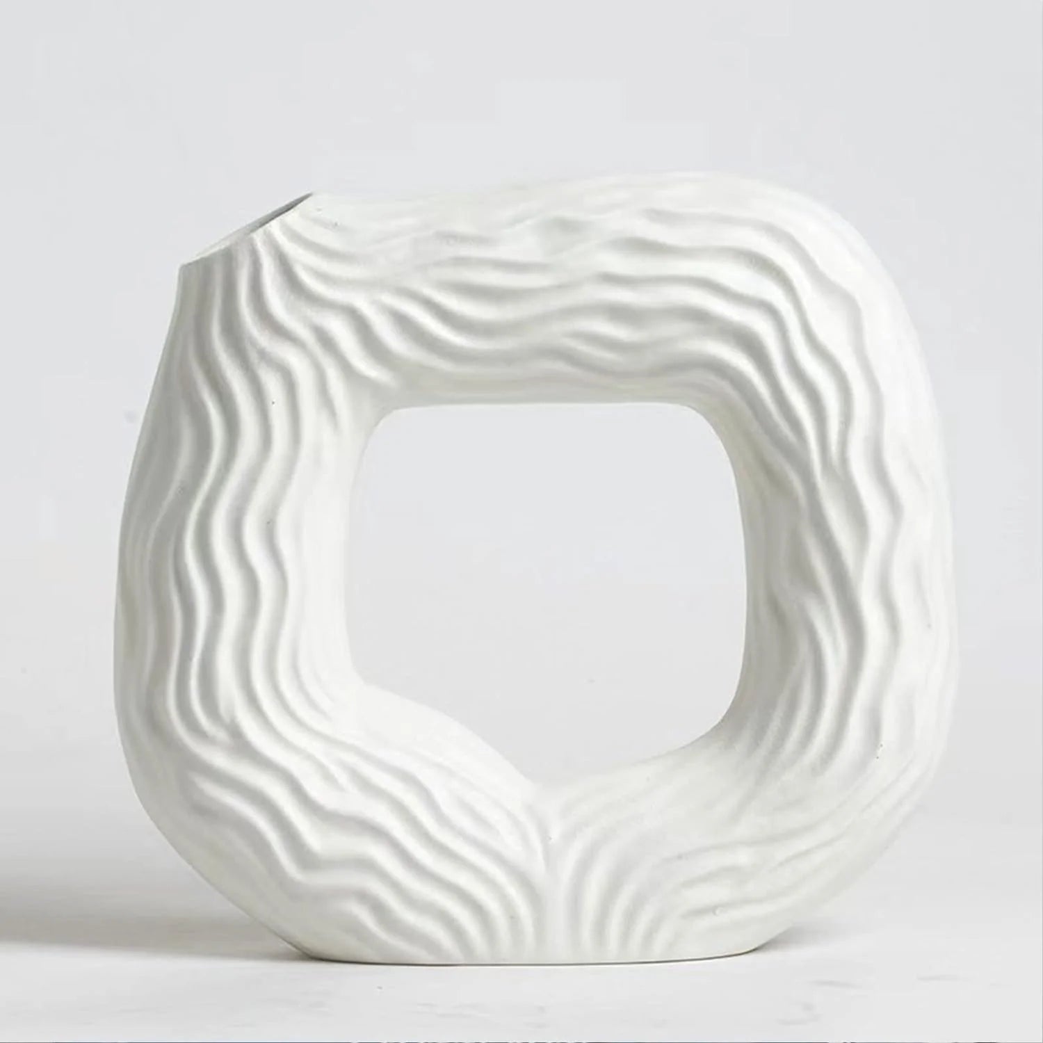 Square Ceramic Flower Vase – Elegant White Decor for Home & Office