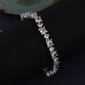 Square and Round Diamond Loose Silver Bracelet – A Bold Fusion of Shapes and Sparkle