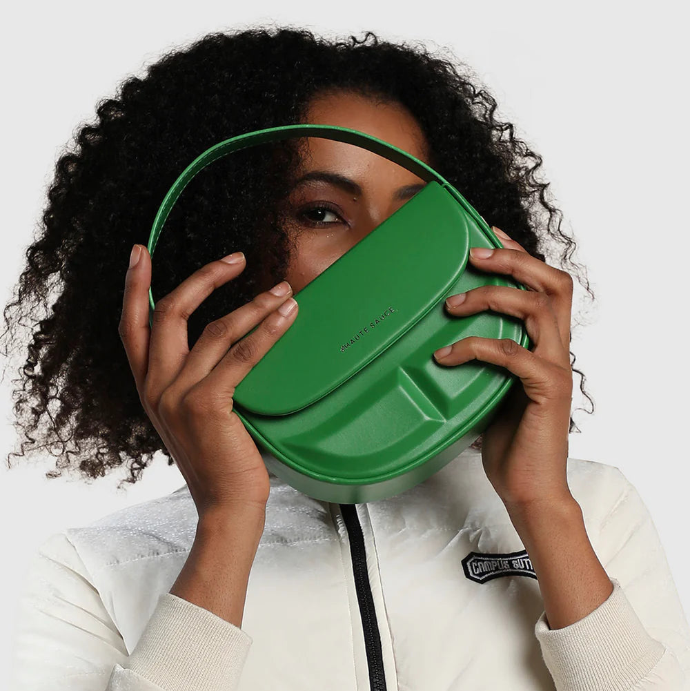 Structured Curve Handbag – Green – Where Boldness Meets Elegance
