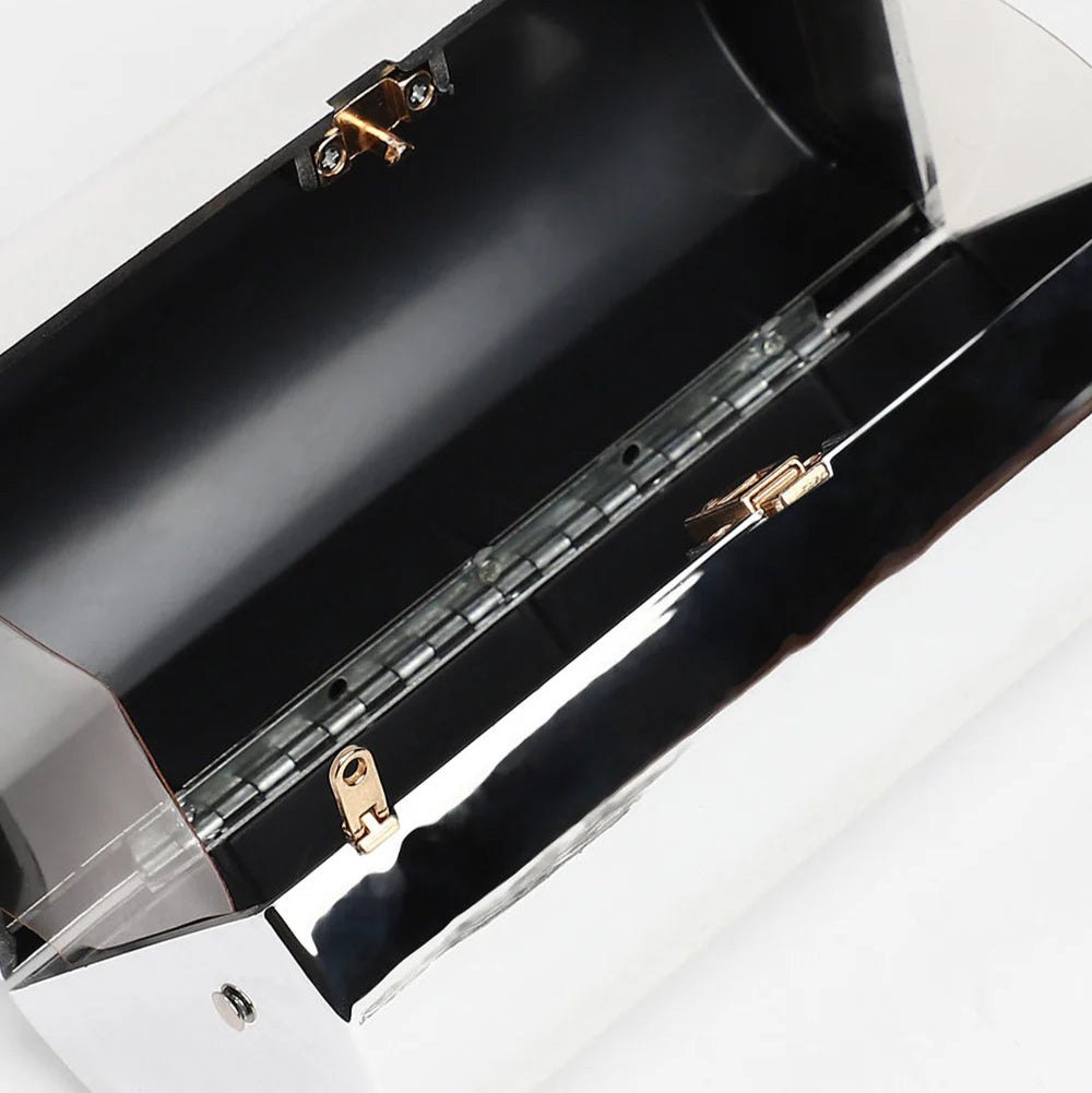 The Columner Clutch Bag – Metallic Silver – A Bold Statement of Modern Elegance