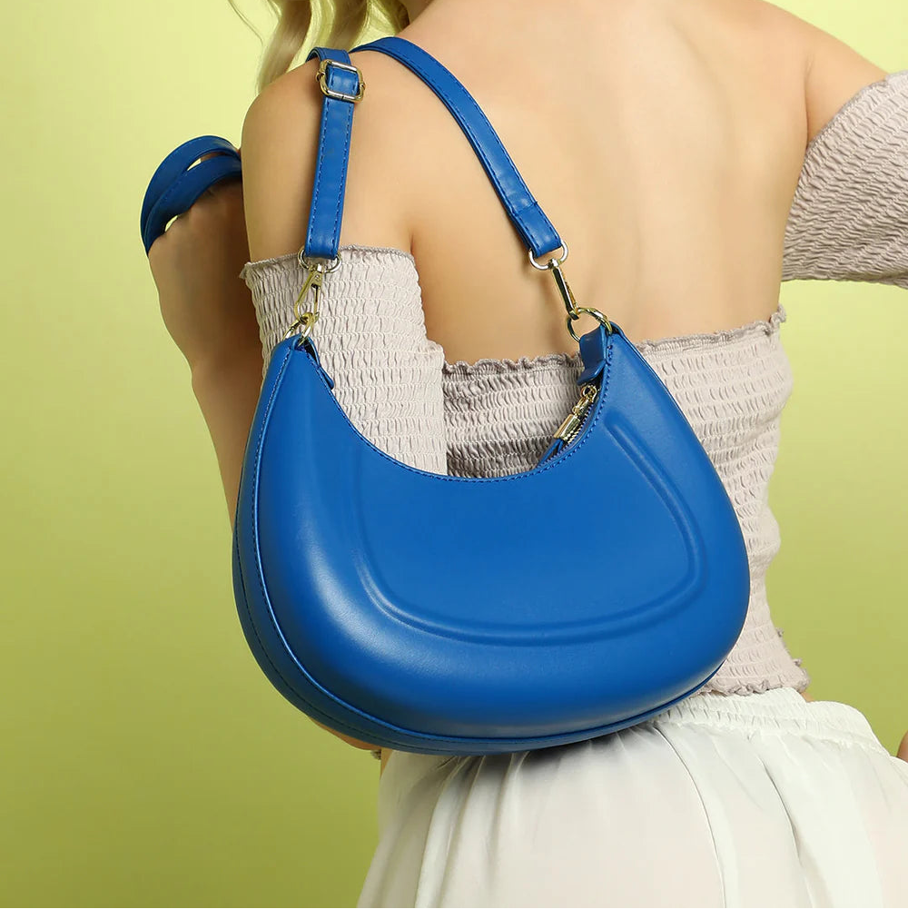 The Curve Handbag With Pouch – Royal Blue – A Stylish Statement of Elegance and Function