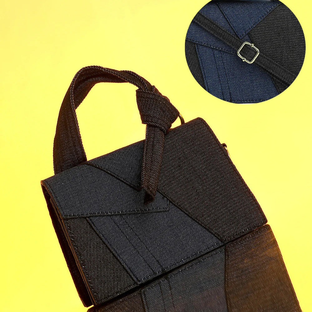 The Denim Sash Handbag – Navy Blue – A Casual Elegance with a Twist