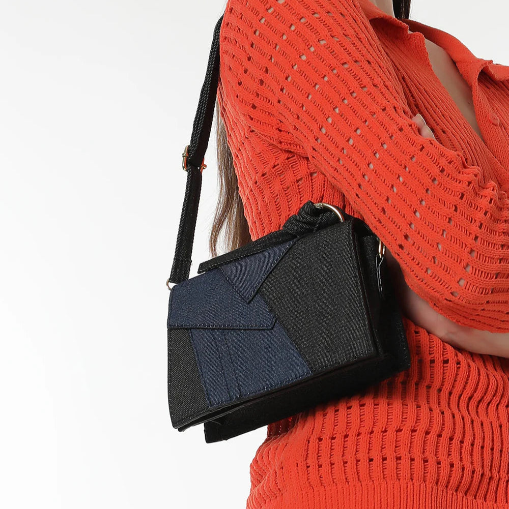 The Denim Sash Handbag – Navy Blue – A Casual Elegance with a Twist