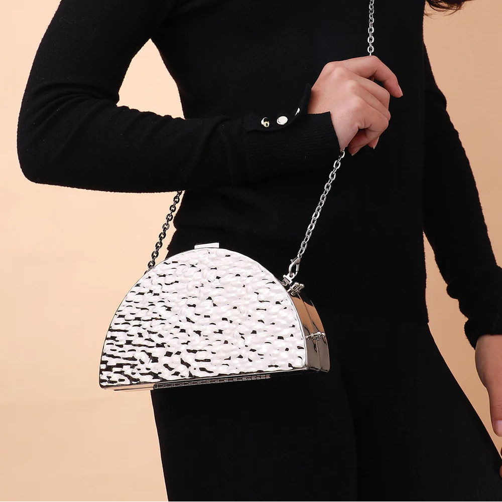 The Dented Curve Clutch Bag – California Gold – A Bold Twist on Timeless Glamour