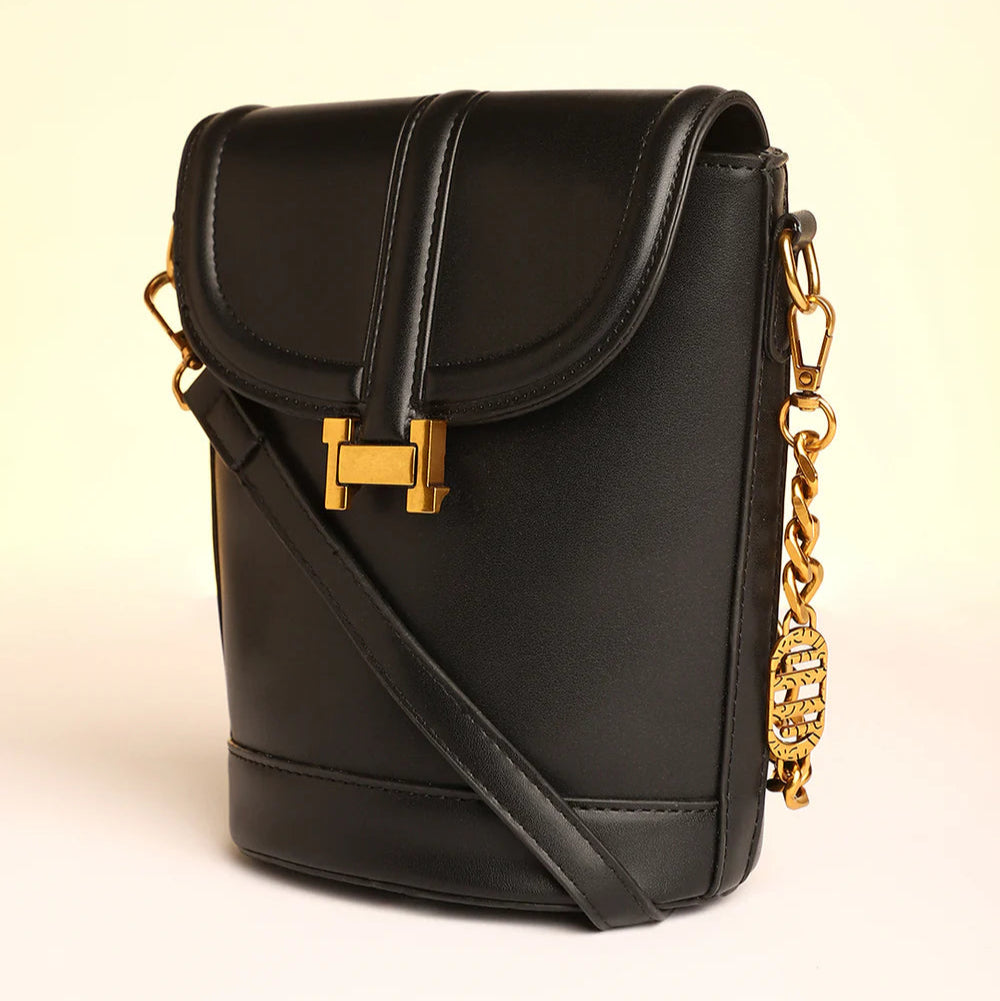 The Monogram Sling Bag – Midnight Black – A Chic Fusion of Elegance and Function