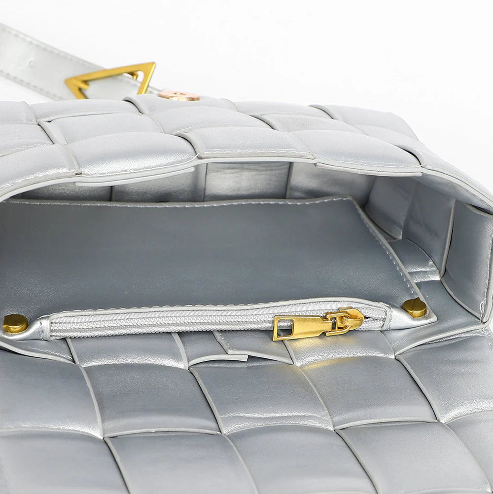 The Puffy Interwine Sling Bag – Chalice Silver – A Fusion of Soft Elegance and Modern Chic