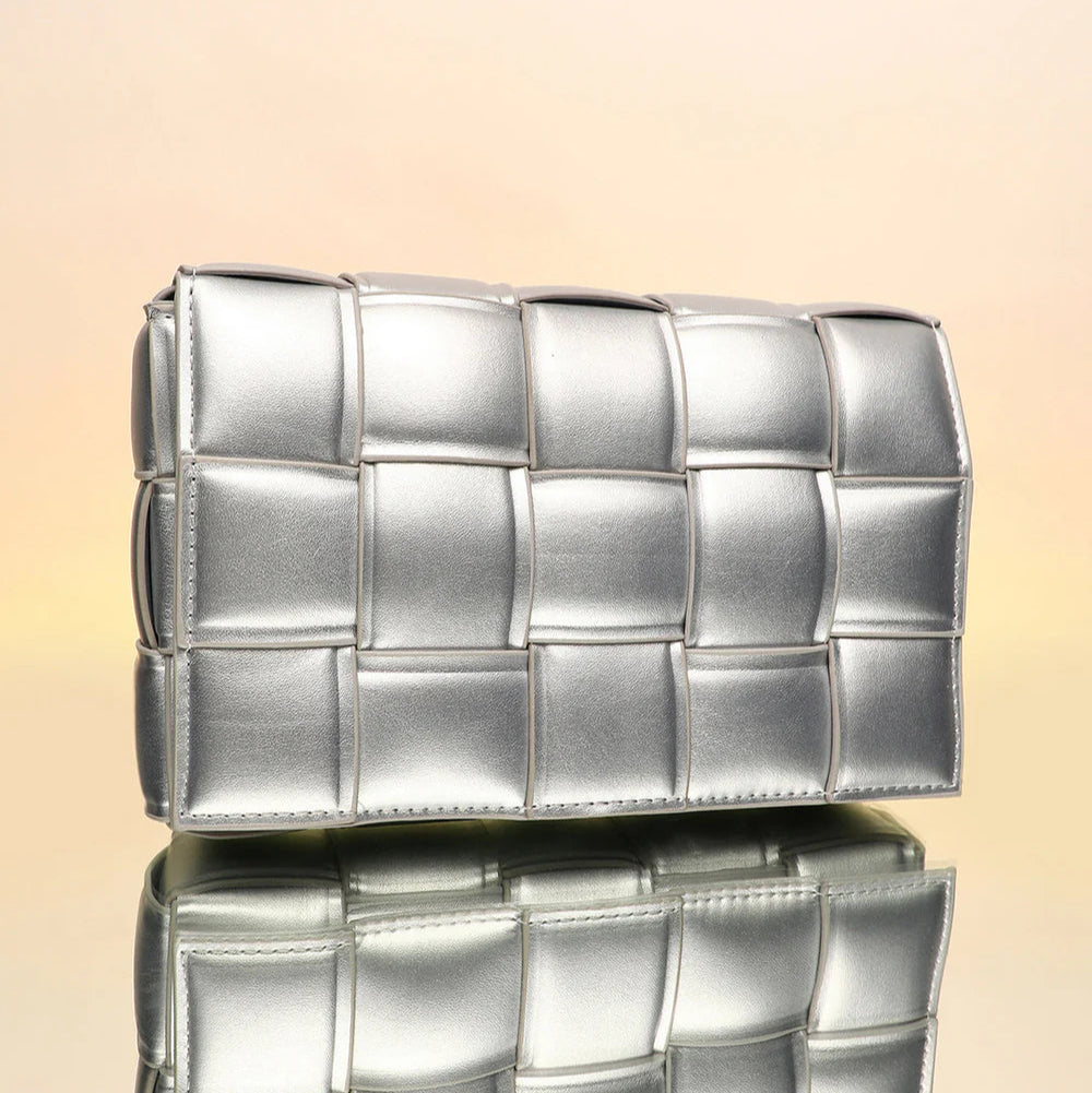 The Puffy Interwine Sling Bag – Chalice Silver – A Fusion of Soft Elegance and Modern Chic