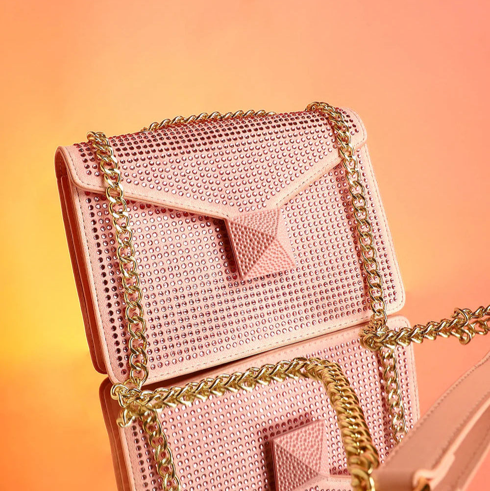 The Stud Sling Bag – Blush Pink – A Chic Fusion of Soft Elegance and Bold Detail