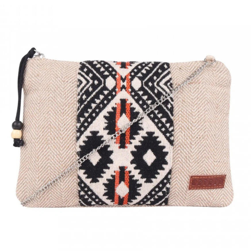 Women’s Black Leopard Pattern Woven Makeup/Travel Pouch with Tassels – Bold & Functional Travel Companion