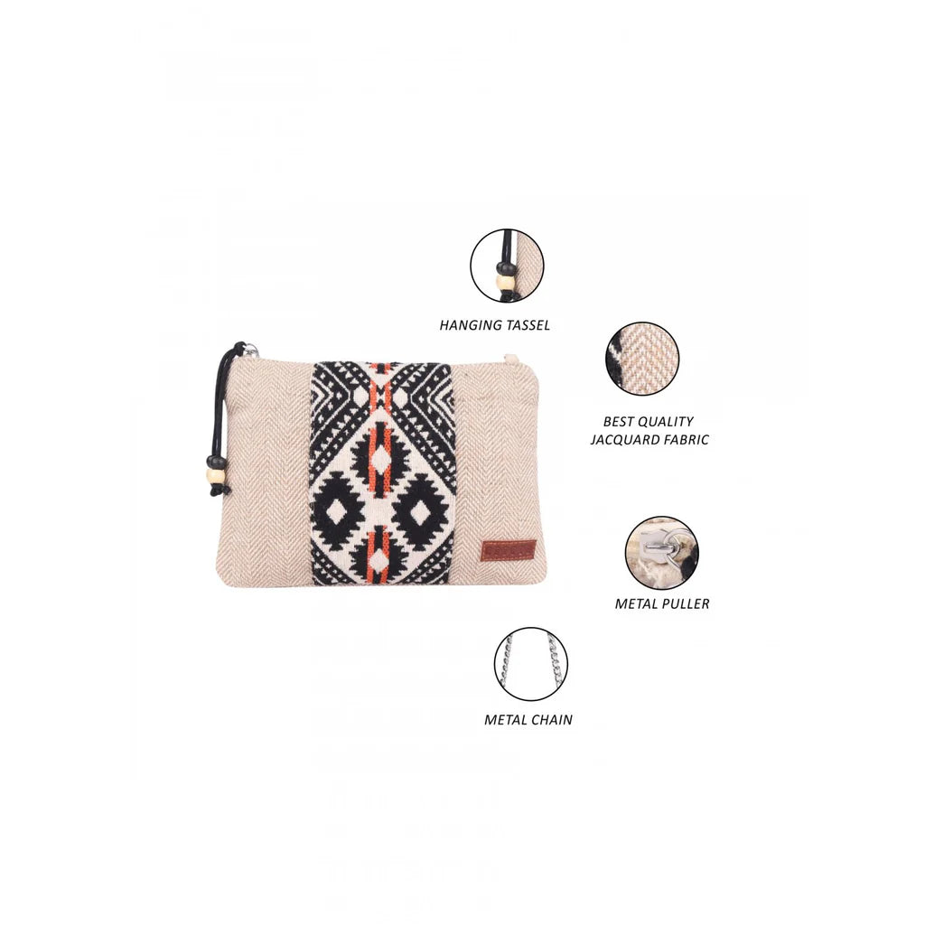 Women’s Black Leopard Pattern Woven Makeup/Travel Pouch with Tassels – Bold & Functional Travel Companion