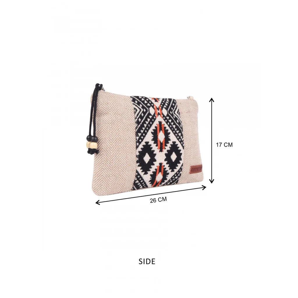 Women’s Black Leopard Pattern Woven Makeup/Travel Pouch with Tassels – Bold & Functional Travel Companion