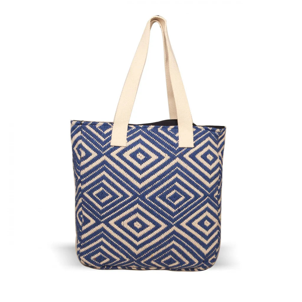 Women’s Blue Diamond Shopper Bag with Tassels – A Stylish Blend of Elegance & Functionality