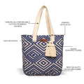 Women’s Blue Diamond Shopper Bag with Tassels – A Stylish Blend of Elegance & Functionality