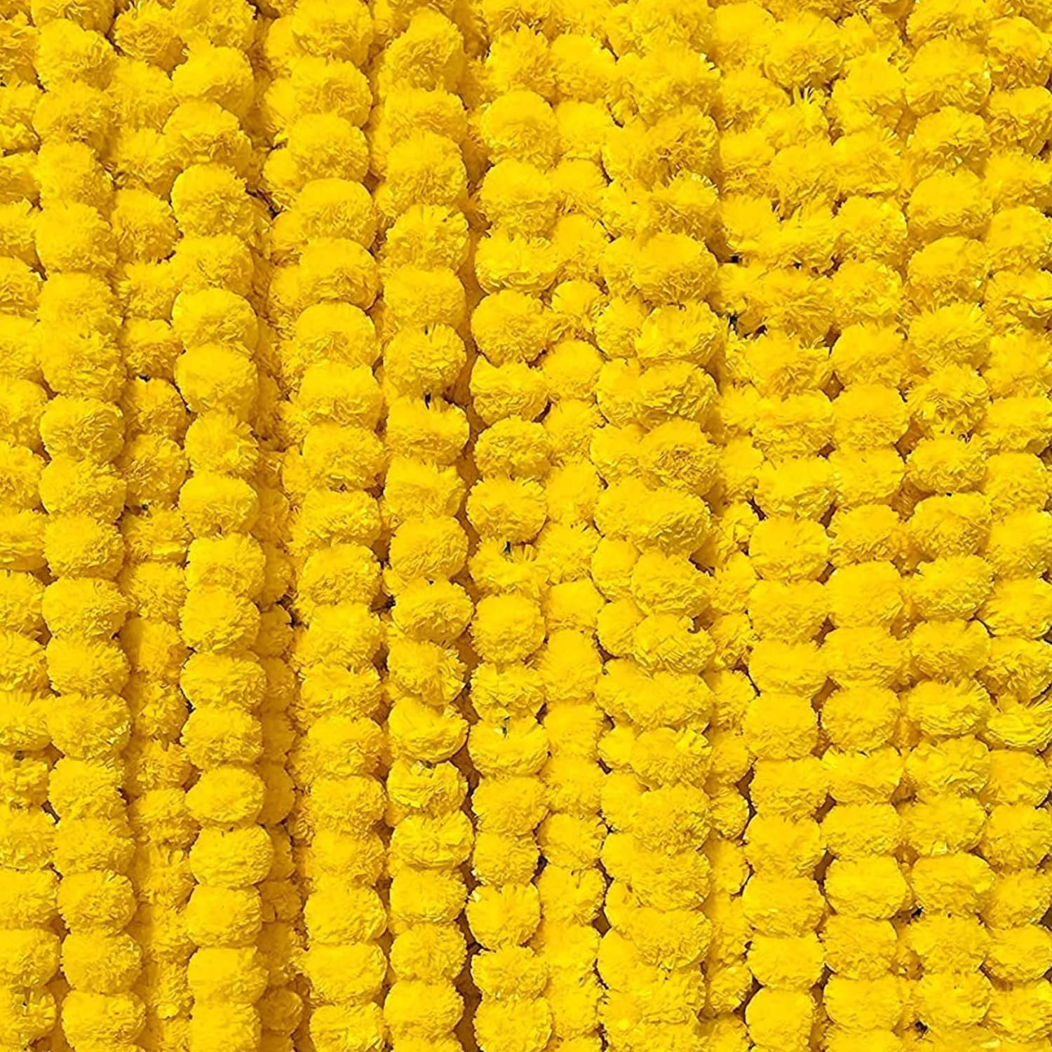 Yellow Artificial Marigold Flowers (Pack of 5 - 4.5ft Length)