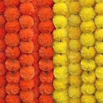 Yellow & Orange Artificial Marigold Flowers (Pack of 10 - 4.5ft Length)