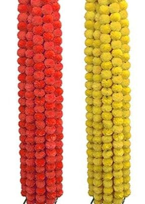 Yellow & Orange Artificial Marigold Flowers (Pack of 10 - 4.5ft Length)