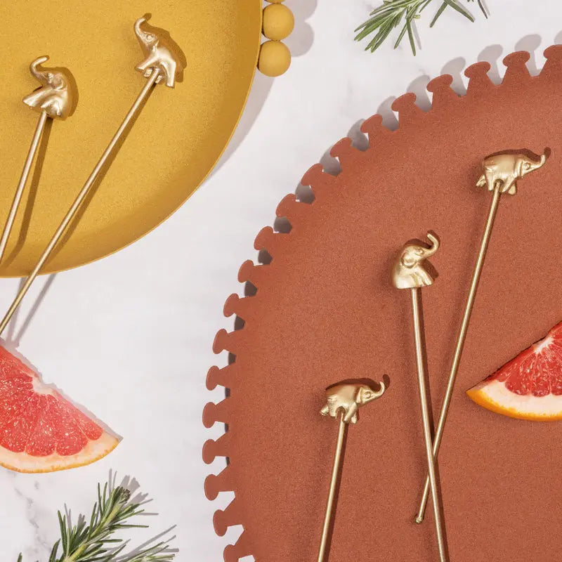 Brass Elephant Cocktail Stirrers – Elegant Barware with a Touch of Heritage