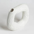 Square Ceramic Flower Vase – Elegant White Decor for Home & Office