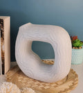 Square Ceramic Flower Vase – Elegant White Decor for Home & Office