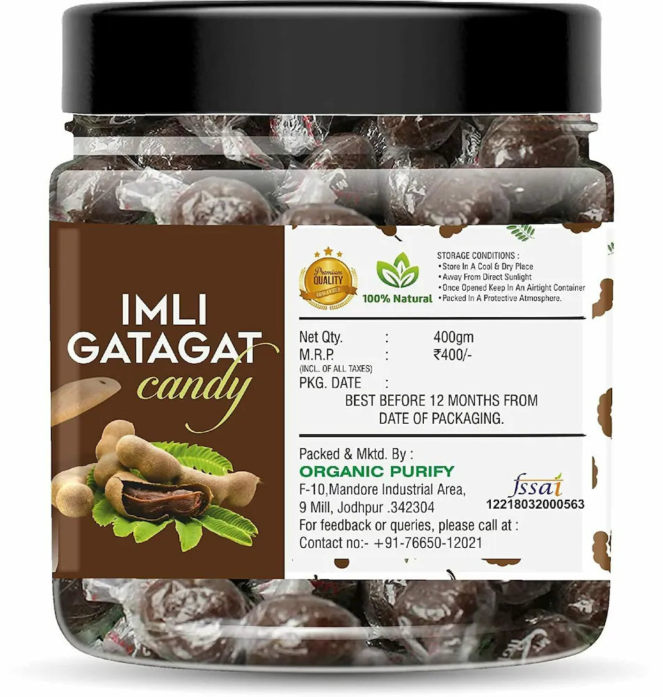 Organic Purify Imli Candy, Khatti, Methi Imli back