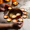  Peacock T-Light Urli Bowl, in hand