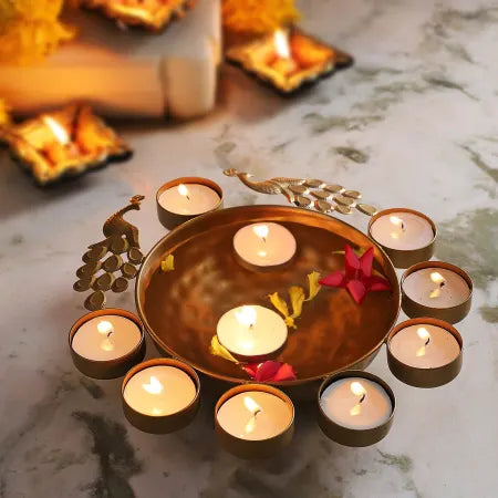  Peacock T-Light Urli Bowl