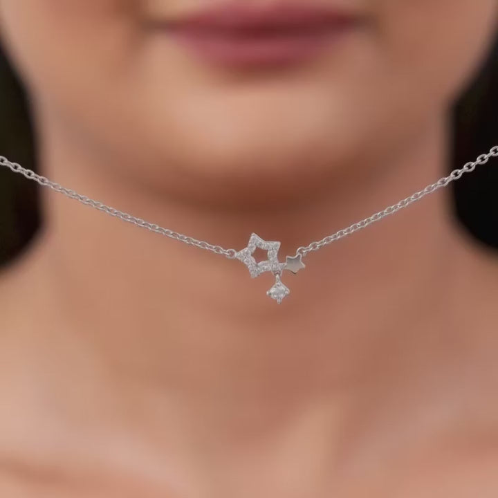 Silver Magical Stardusts Necklace – A Glimmer of Dreams in Pure 925 Silver