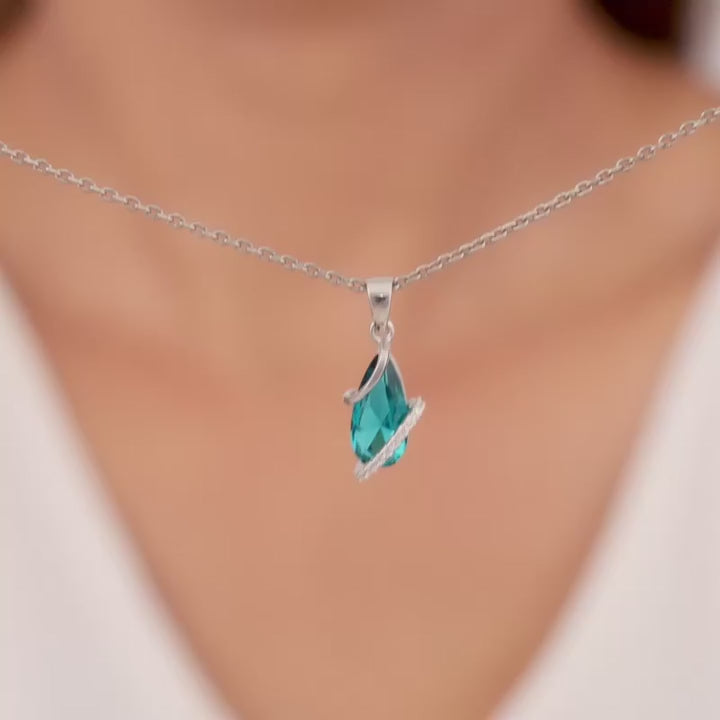 Silver Blues Night Pendant with Link Chain – Made with Pure 925 Silver