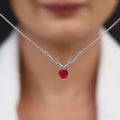 Silver Deer Heart in Reds Necklace – Made with Pure 925 Silver
